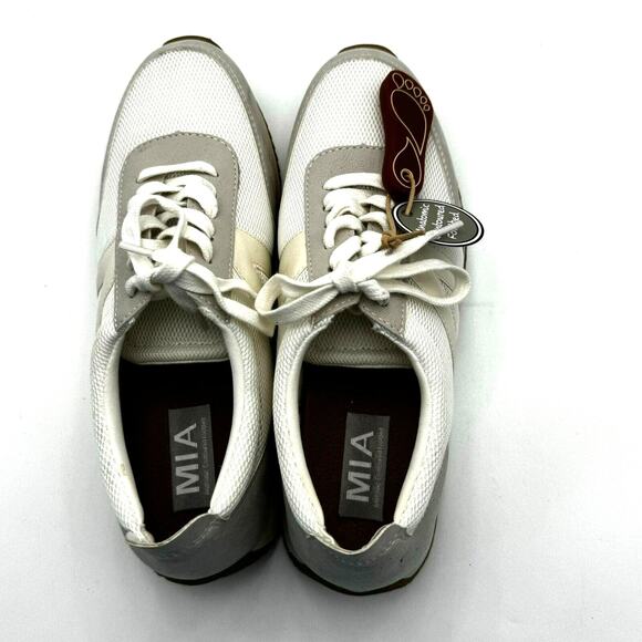NWT MIA Womens 6.5 Kable Lace Up Sneakers Shoes Vintage Look New white‎ taupe main image 8